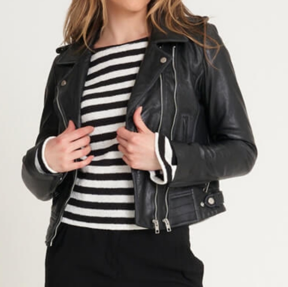 NWT BARNEY'S | Washed Leather Moto Jacket L/XL - Picture 12 of 16